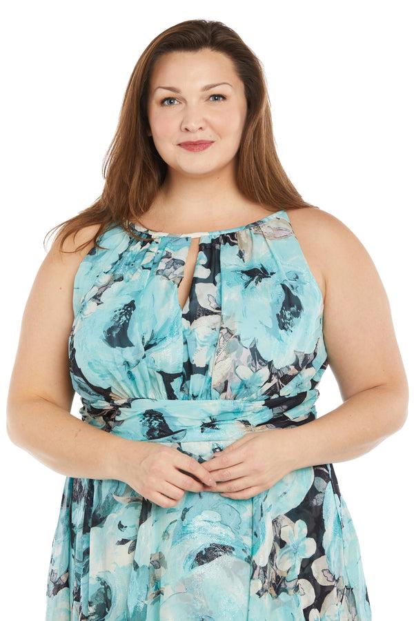 R&m Richards Maxi Floral Dress With Ruffle Skirt - Plus