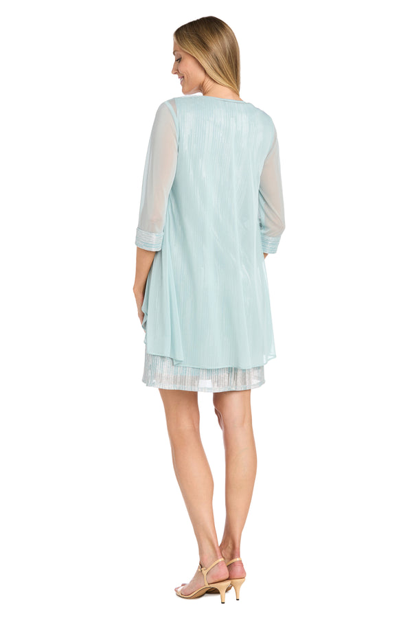 R&m Richards Metallic Jacket Dress With Matching Sheer Jacket