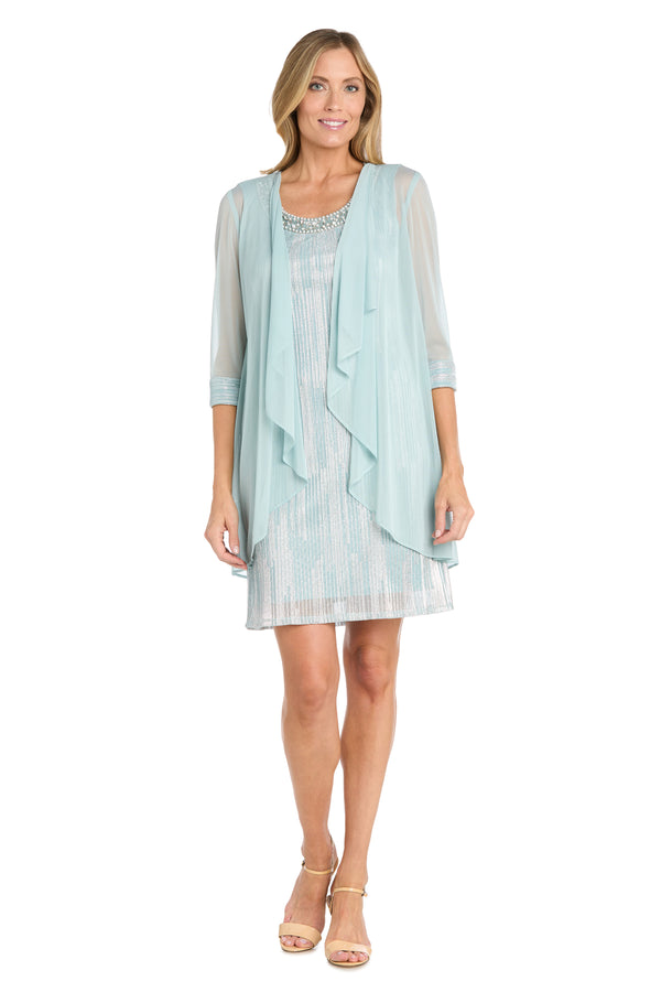 r&m richards Metallic Jacket Dress with Matching Sheer Jacket