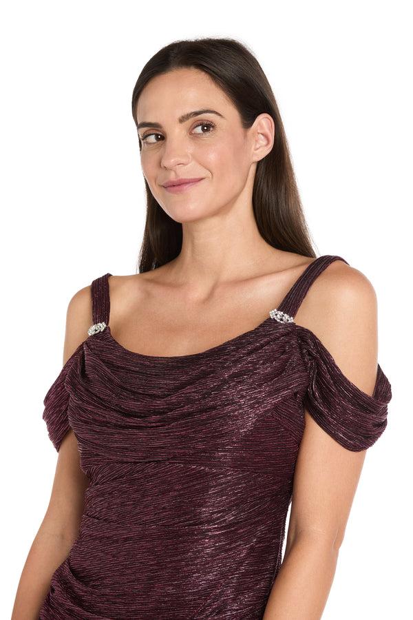 R&m Richards Metallic Off The Shoulder Dress - Petite