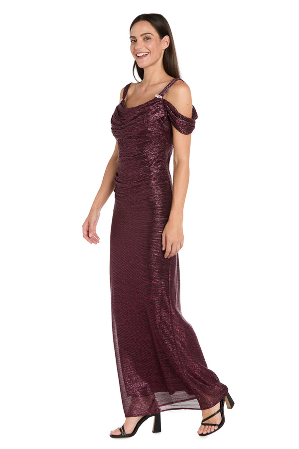 R&m Richards Metallic Off The Shoulder Dress - Petite