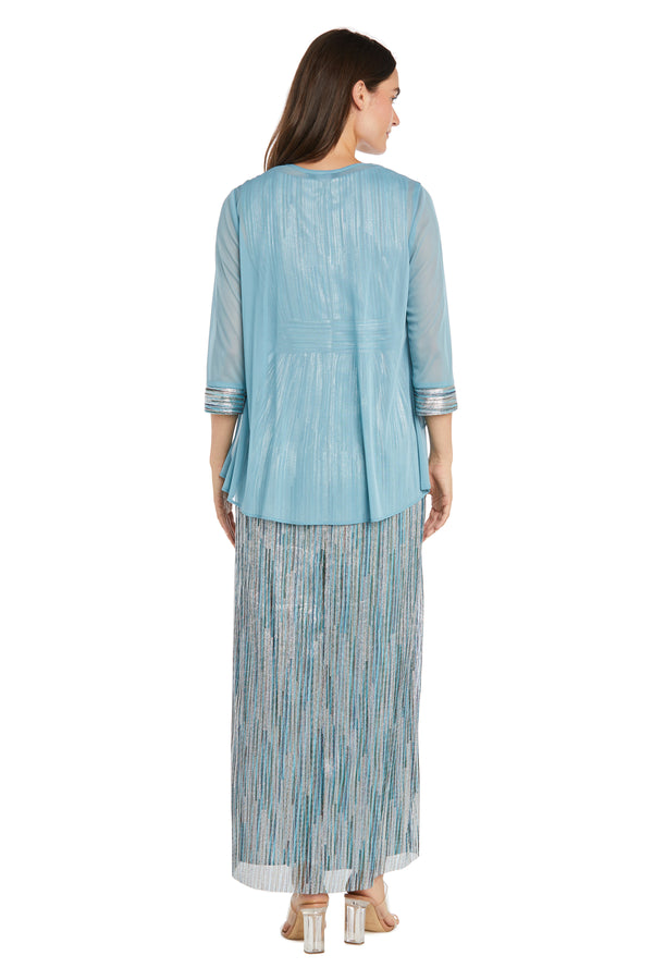 R&m Richards Metallic Platter Dress With Removable Sheer-Sleeve Jacket