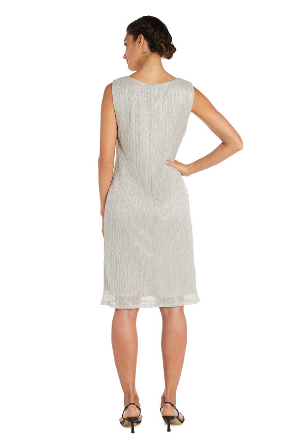 R&m Richards Metallic Sleeveless Dress With Matching Draped Cardigan