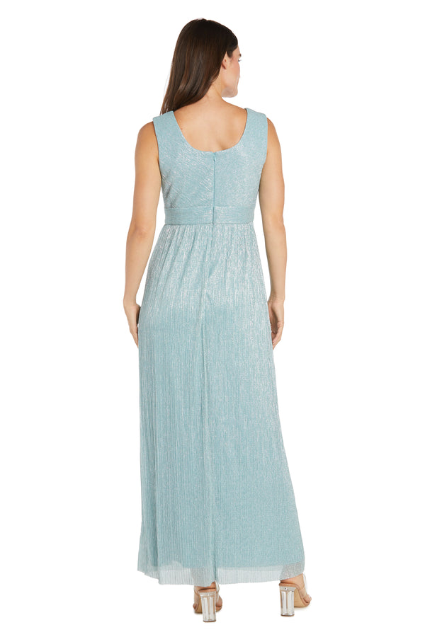 R&m Richards Metallic V-Neck Dress With Removable Chiffon Caplet - Petite