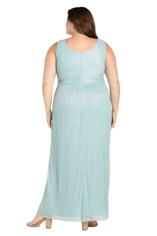 R&m Richards Metallic V-Neck Dress With Removable Chiffon Caplet - Plus