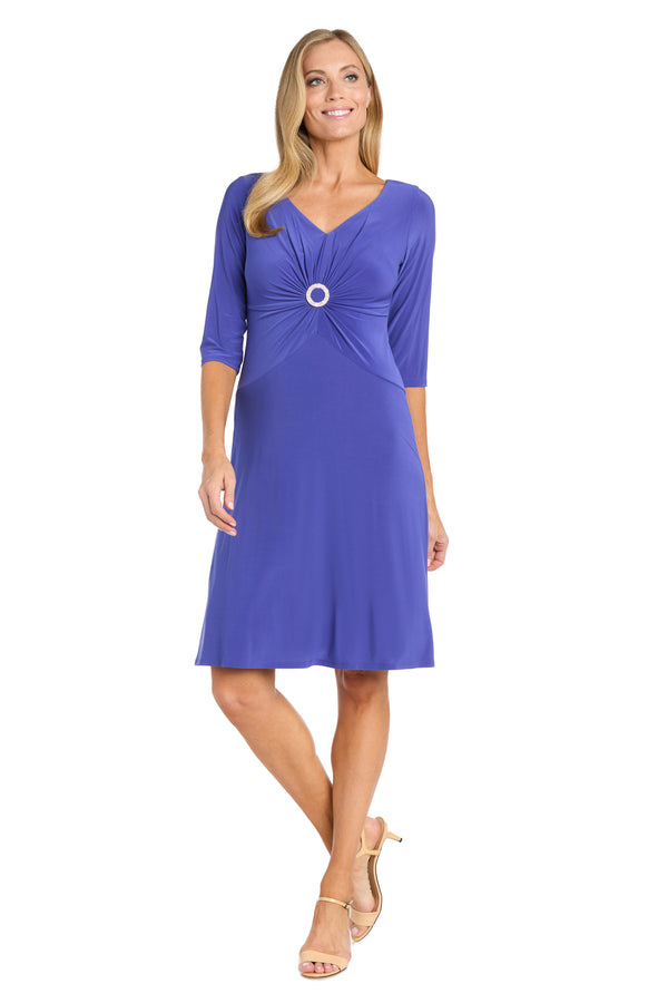 R&m Richards Midi Cocktail Dress With Circular Rhinestone Detail