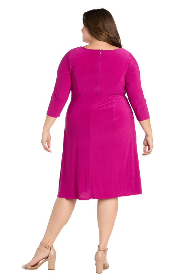 R&m Richards Midi Cocktail Dress With Circular Rhinestone Detail - Plus