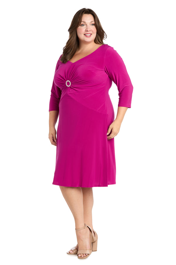 R&m Richards Midi Cocktail Dress With Circular Rhinestone Detail - Plus