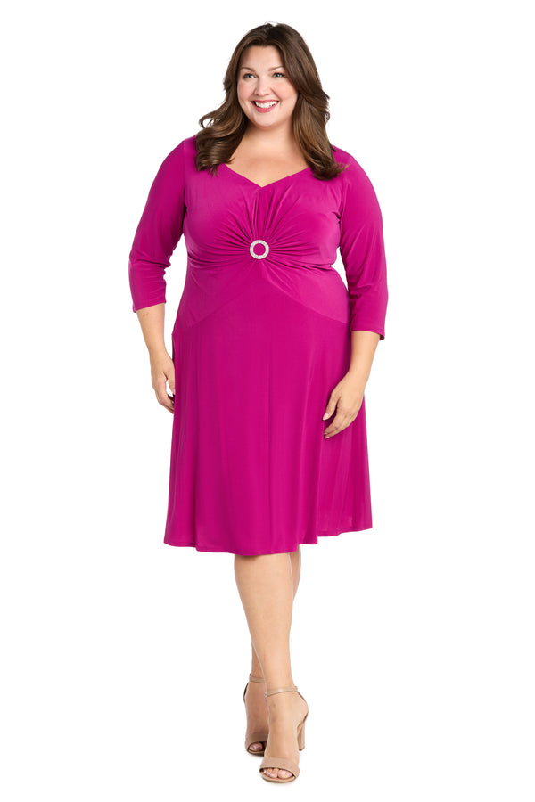 r&m richards Midi Cocktail Dress With Circular Rhinestone Detail - Plus