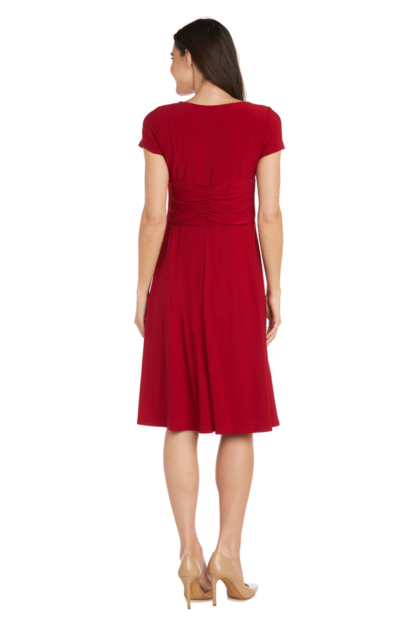 R&m Richards Midi Cocktail Dress With Rhinestone Waist Embellishment