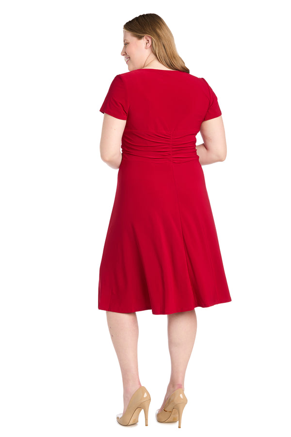 R&m Richards Midi Cocktail Dress With Rhinestone Waist Embellishment - Plus