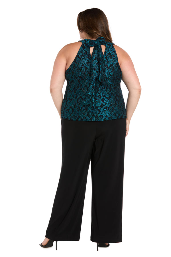 R&m Richards Midnight Elegance Lace Bow Jumpsuit - Plus