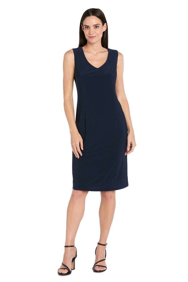 R&m Richards Navy Sequin Jacket & Tank Dress Ensemble