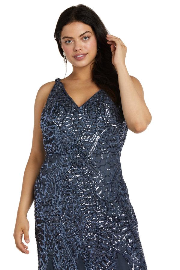 R&m Richards Nightway Full Length Sleeveless Embellished Dress