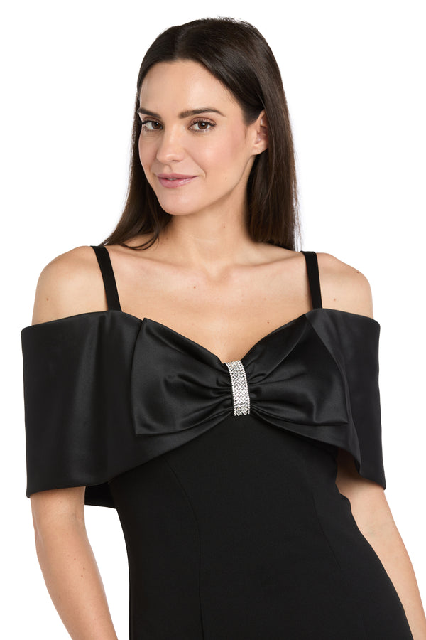 R&m Richards Off-Shoulder Mermaid Gown With Satin Bow Collar