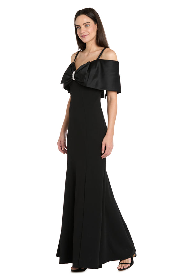 R&m Richards Off-Shoulder Mermaid Gown With Satin Bow Collar
