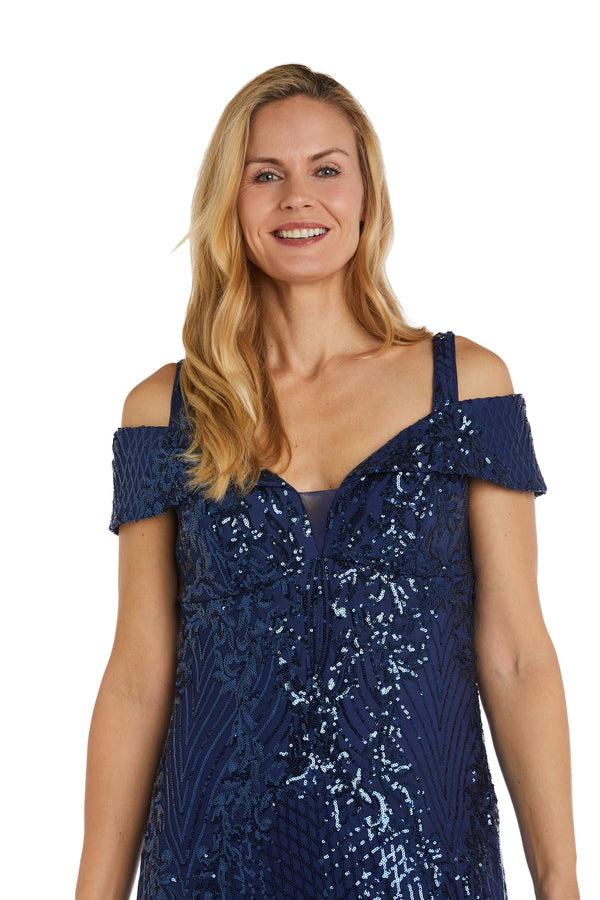 R&m Richards Off The Shoulder Fishtail Embellished Evening Gown