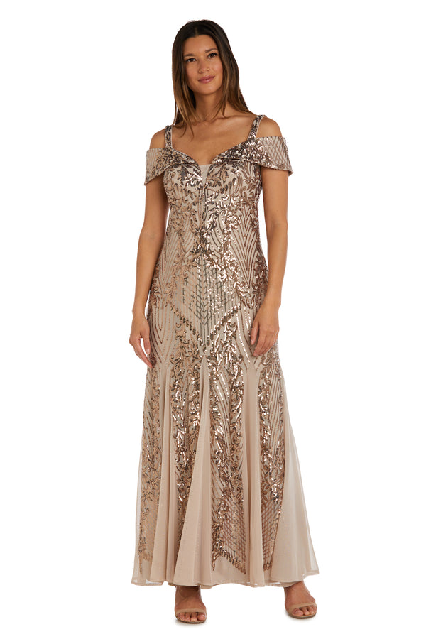 R&m Richards Off The Shoulder Fishtail Embellished Evening Gown