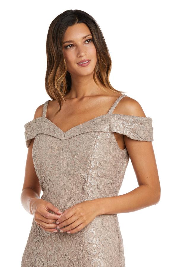 R&m Richards Off The Shoulder Fishtail Evening Gown