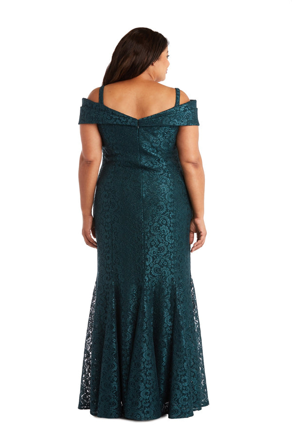R&m Richards Off The Shoulder Fishtail Evening Gown - Plus