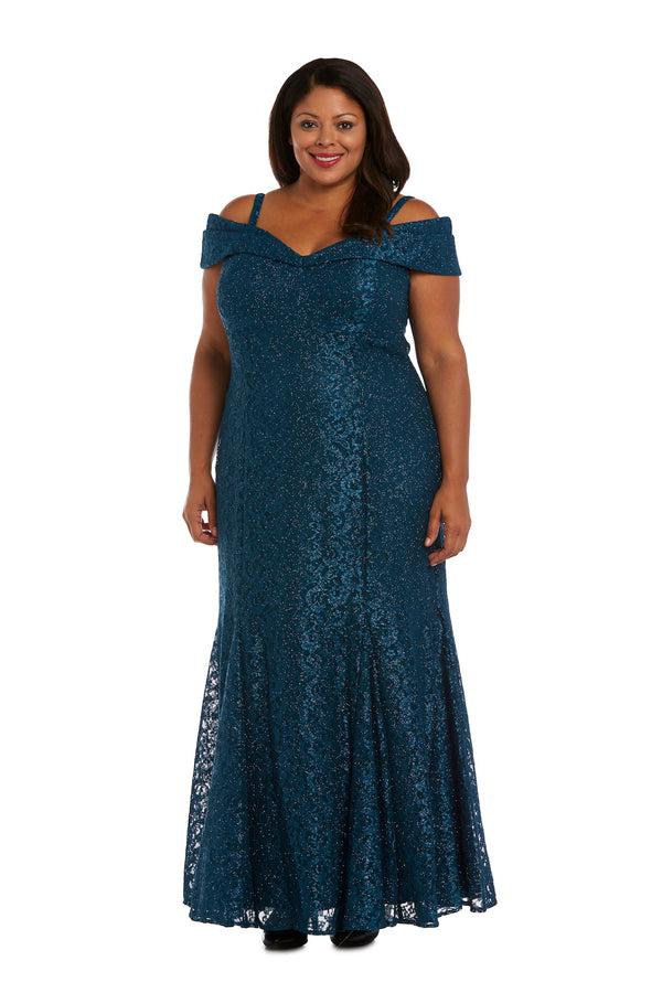 R&m Richards Off The Shoulder Fishtail Evening Gown - Plus