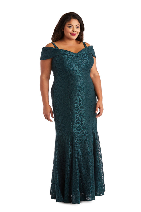 r&m richards Off the Shoulder Fishtail Evening Gown - Plus