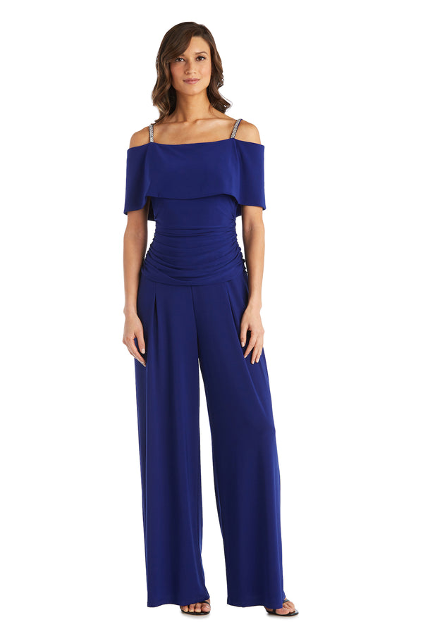 R&m Richards Off The Shoulder Jumpsuit With Ruched Bodice