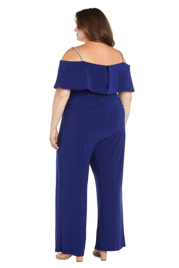 R&m Richards Off The Shoulder Jumpsuit With Ruched Bodice - Plus