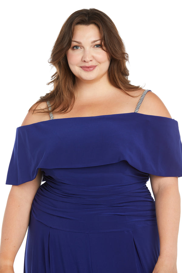 R&m Richards Off The Shoulder Jumpsuit With Ruched Bodice - Plus