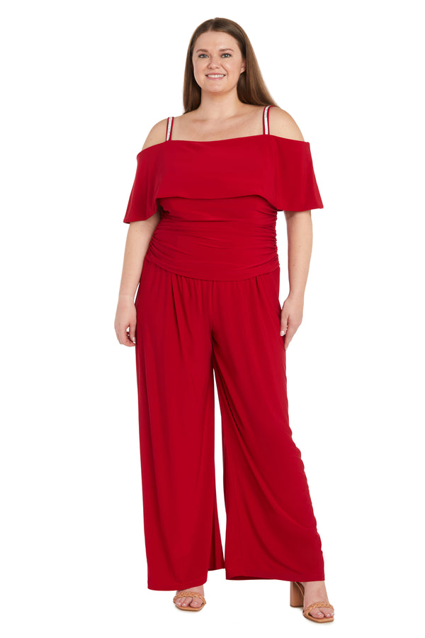 R&m Richards Off The Shoulder Jumpsuit With Ruched Bodice - Plus