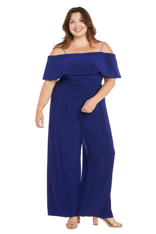 r&m richards Off The Shoulder Jumpsuit with Ruched Bodice - Plus