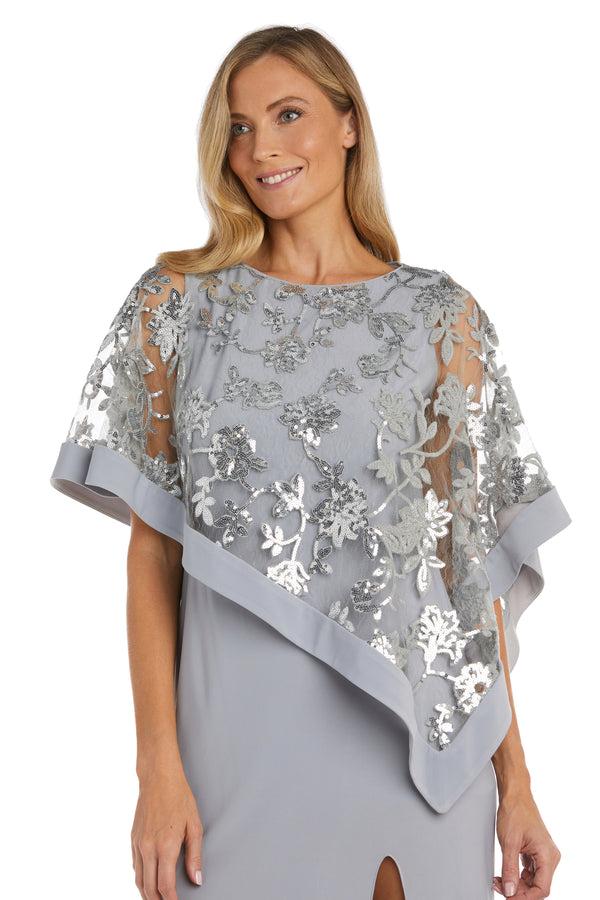 R&m Richards One Piece Sequin Lace Poncho Over Sheath Dress