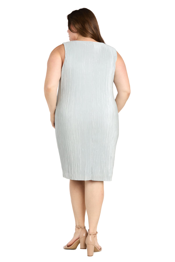 R&m Richards Pleated Glitter Jacket Dress With Rhinestone Neckline - Plus