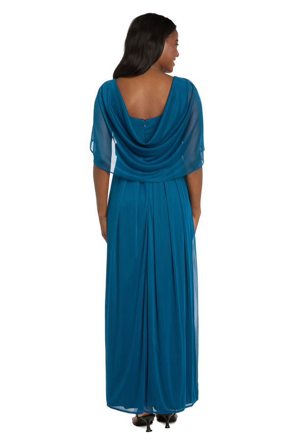 R&m Richards Pleated Skirt Dress With Draped Capelet Sleeves