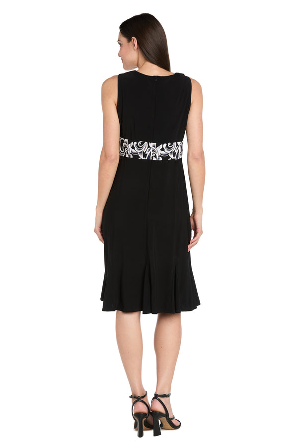 R&m Richards Printed Cropped Jacket & Solid ITY Swing Dress - Petite