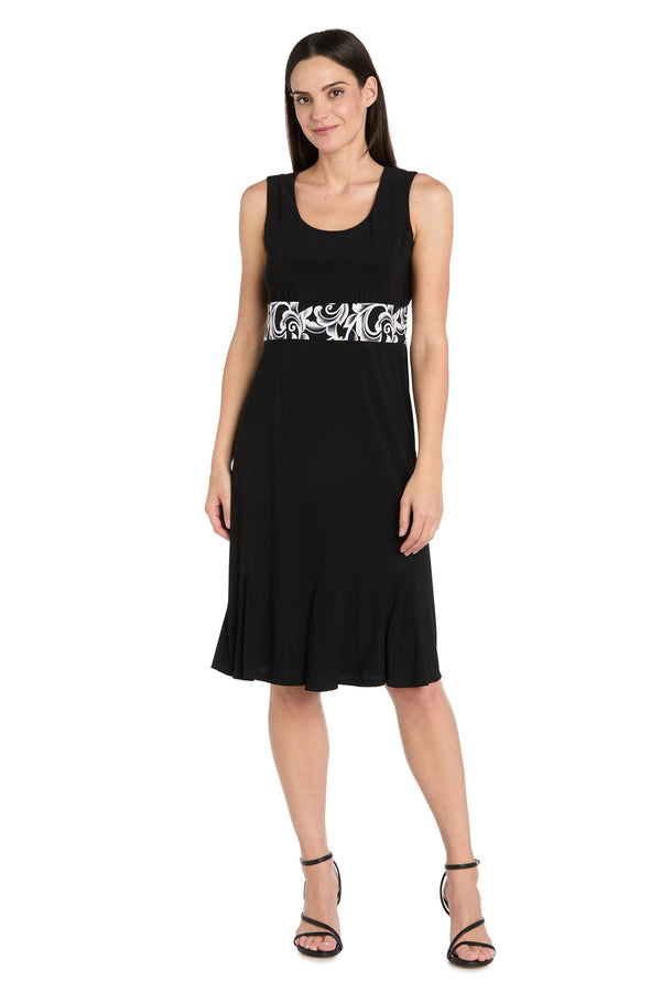 R&m Richards Printed Cropped Jacket & Solid ITY Swing Dress - Petite