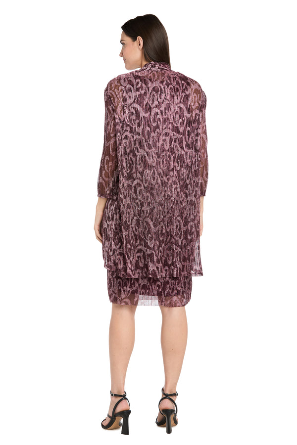 R&m Richards Printed Metallic Foil Swirl Jacket Dress