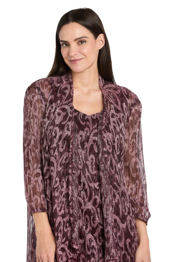 R&m Richards Printed Metallic Foil Swirl Jacket Dress