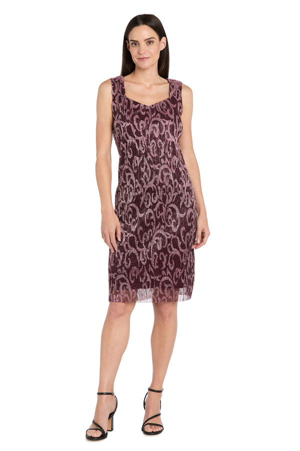 R&m Richards Printed Metallic Foil Swirl Jacket Dress