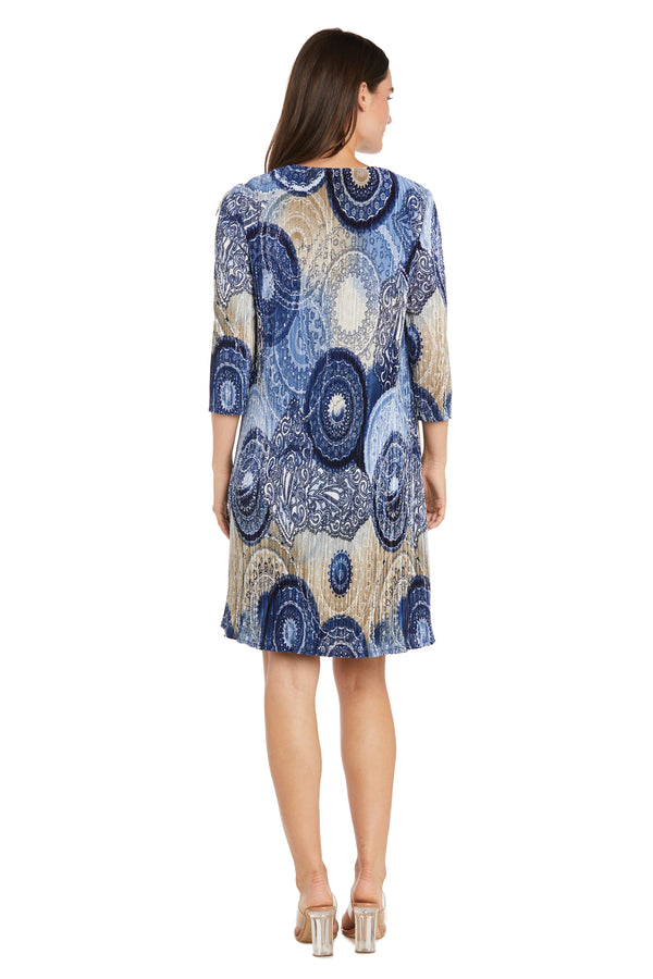 R&m Richards Puff Printed Circular Ity Flyaway Jacket Dress With Paisley Scroll Print - Petite