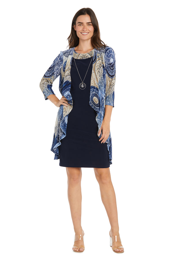 r&m richards Puff Printed Circular Ity Flyaway Jacket Dress With Paisley Scroll Print - Petite