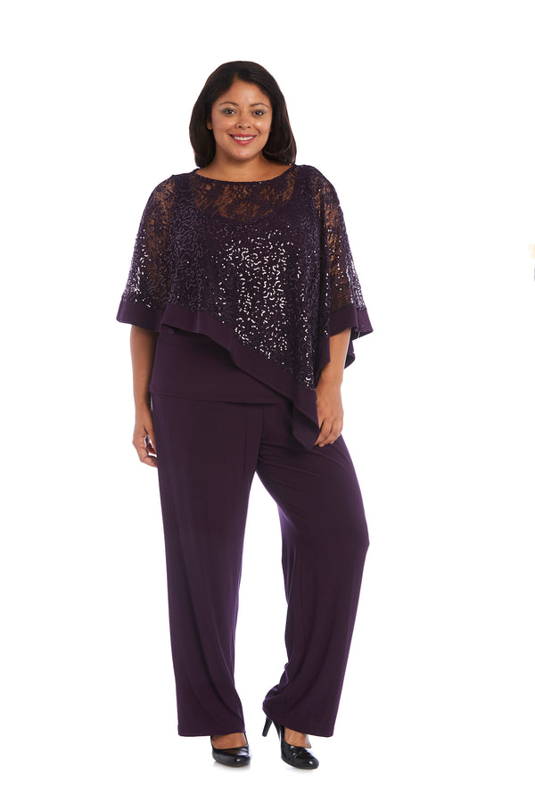 R&m Richards Asymmetric Poncho And Pant Set - Plus