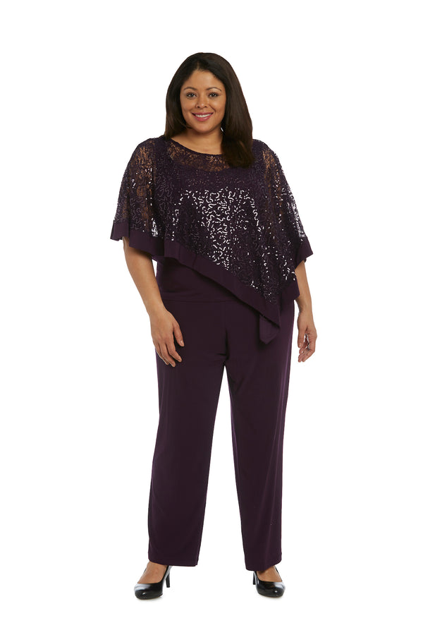 r&m richards Asymmetric Poncho and Pant Set - Plus