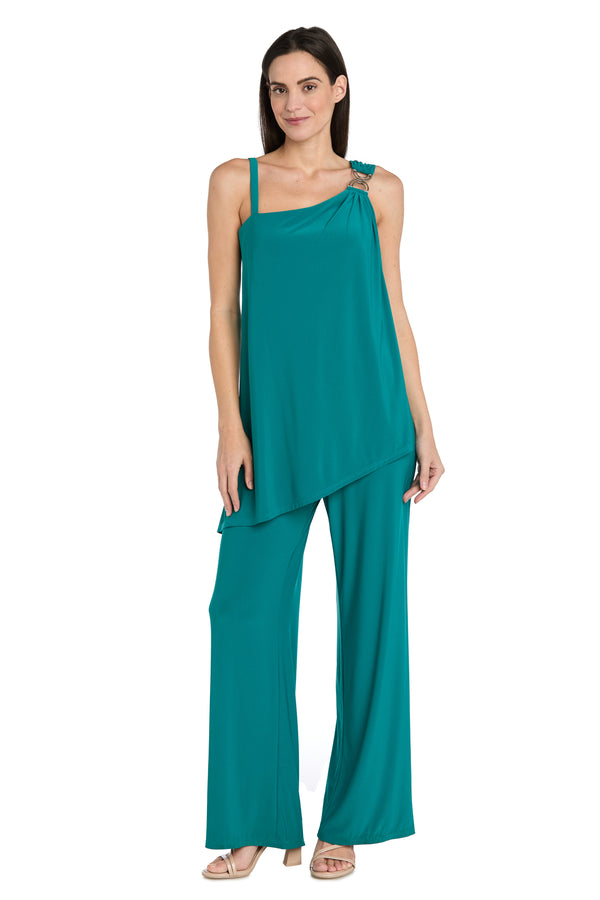 r&m richards Asymmetrical Draped Jade Jumpsuit