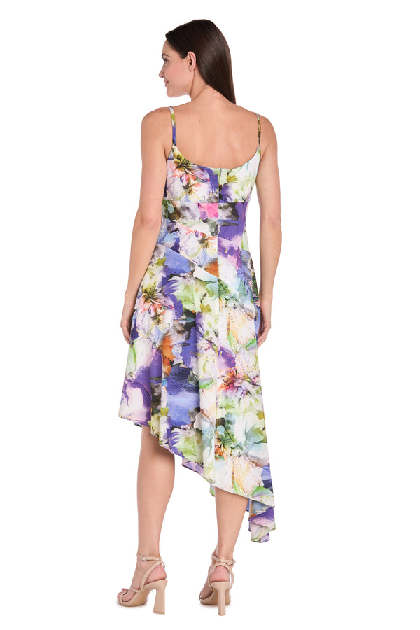 R&m Richards Asymmetrical Printed Midi Dress