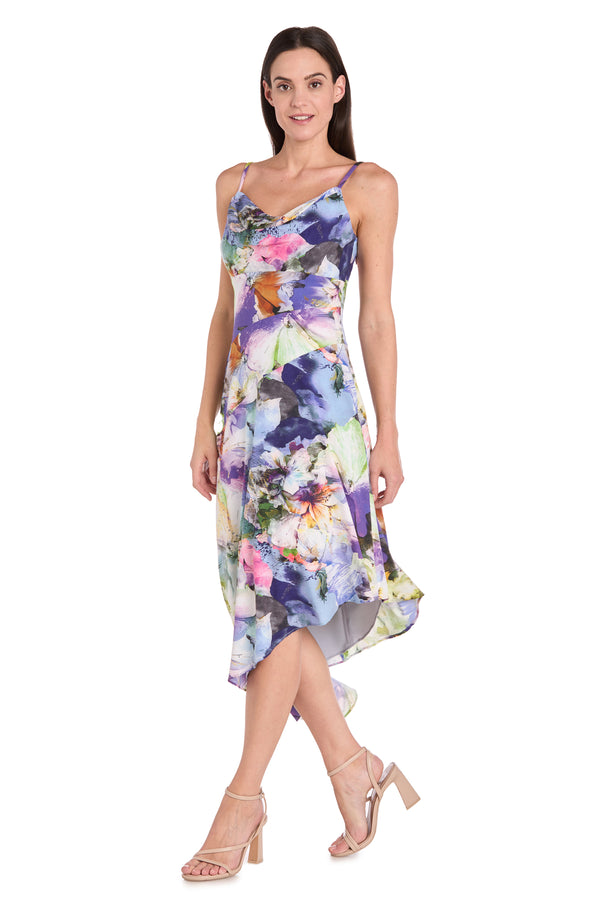R&m Richards Asymmetrical Printed Midi Dress