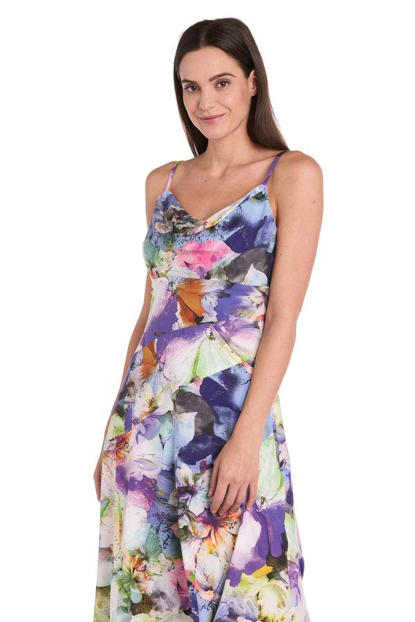R&m Richards Asymmetrical Printed Midi Dress