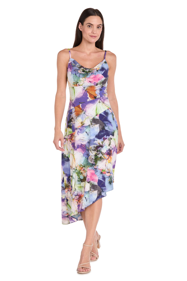 r&m richards Asymmetrical Printed Midi Dress