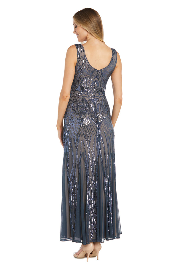 R&m Richards Beaded Godet Evening Gown