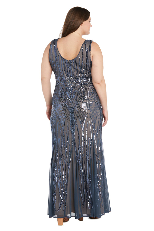R&m Richards Beaded Godet Evening Gown - Plus